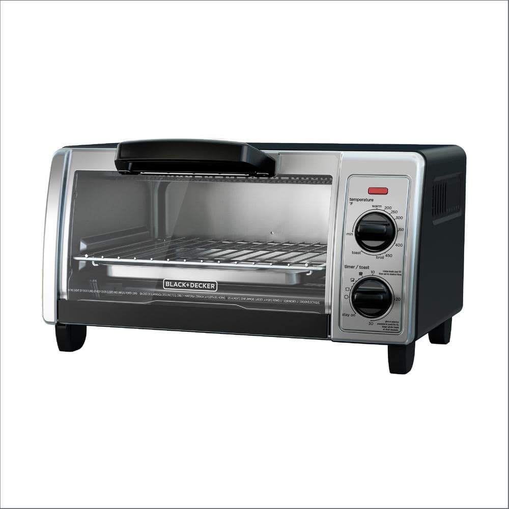 BLACK+DECKER 1150 W 4-Slice Black Stainless Steel Toaster Oven with Temperature Control TO1705SB