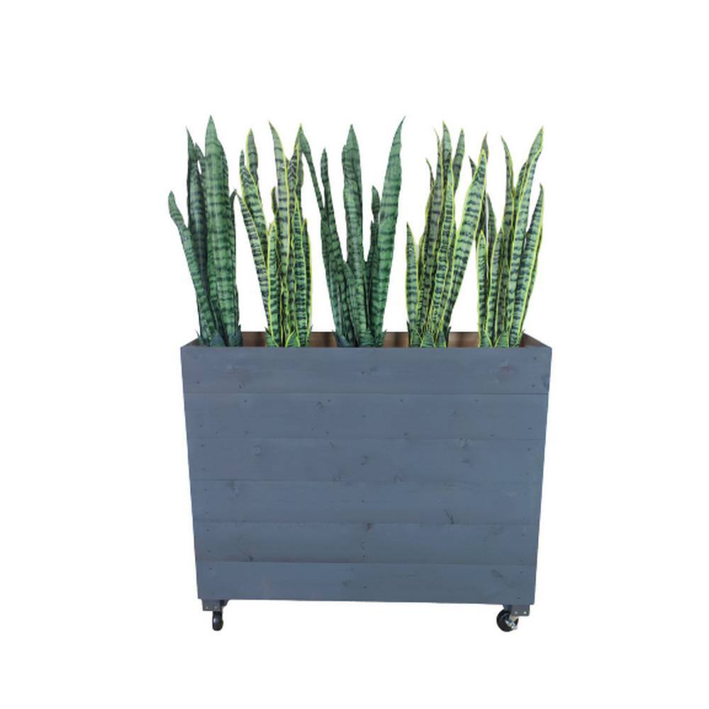 Ejoy 44 in. x 12 in. x 36 in. Black Solid Wood Mobile Planter Barrier in Unfinished Wood Color SolidWoodPlanterBLACK_44x36x12