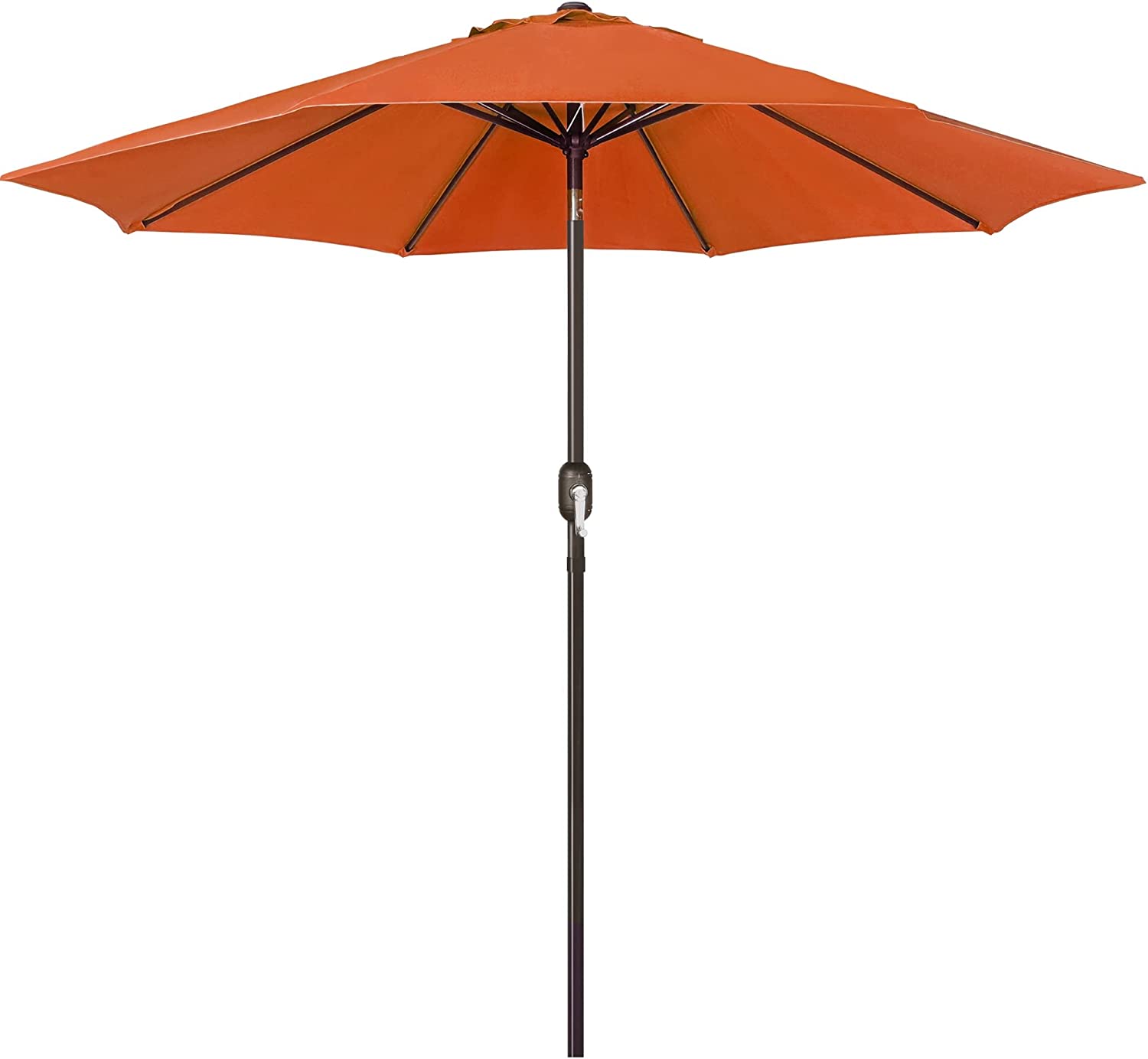 9' Outdoor Market Patio Umbrella with Push Button Tilt and Crank, 8 Ribs (Tan)