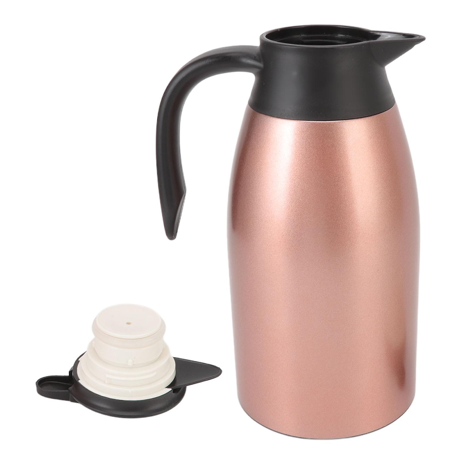 Tea Vacuum Pot 304 Stainless Steel Leakproof Lid 2L Capacity Portable Handle Easy Cleaning Coffee Insulated Vacuum Dispenser Rose Gold