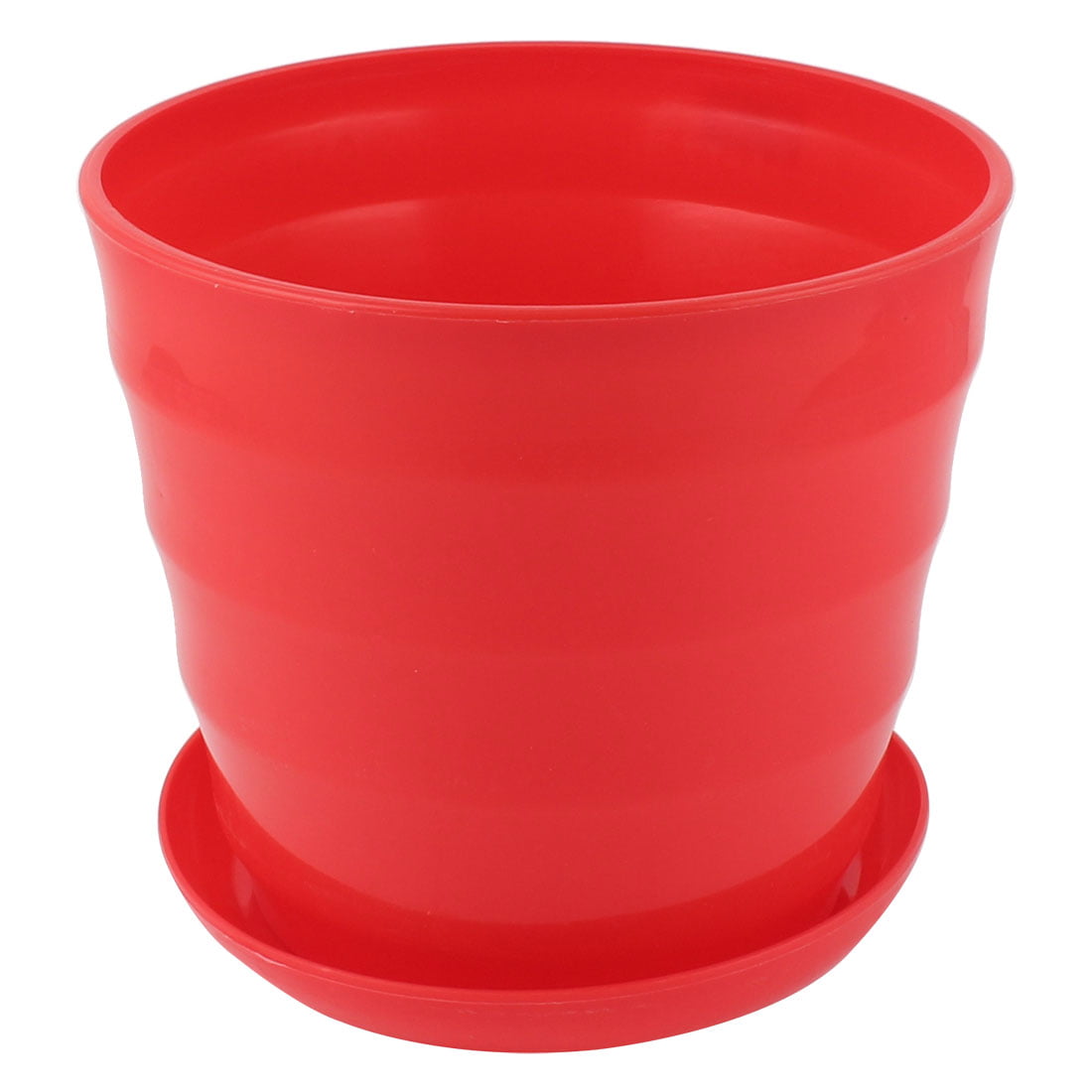 Unique Bargains 19cm Dia Plastic Round Plant Planter Holder Flower Pot Home Garden Decor Red