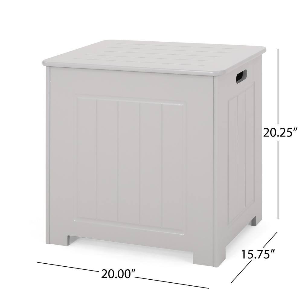 Noble House Killarney Light Grey Wood Laundry Hamper Water Resistant with Lid 70265