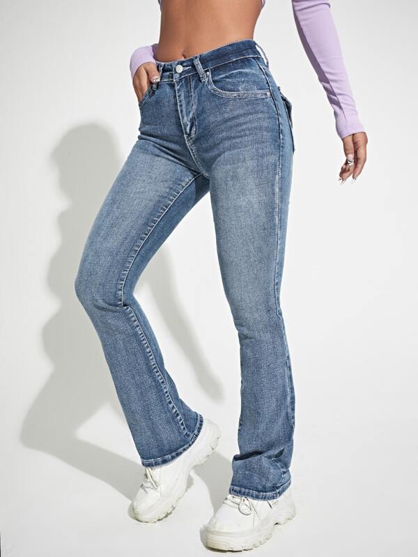 Solid Washed Jeans