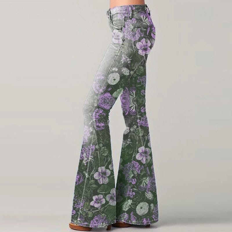 Women's Stylish Floral Print Flared Pants