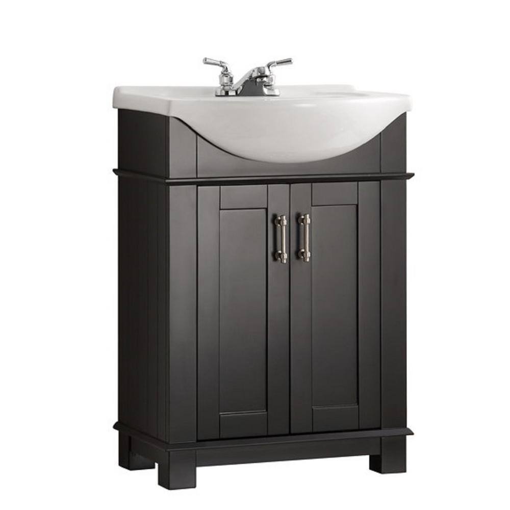 Fresca Hudson 24 in. W Traditional Bathroom Vanity in Black with Ceramic Vanity Top in White with White Basin FVNHD0102BL-CMB