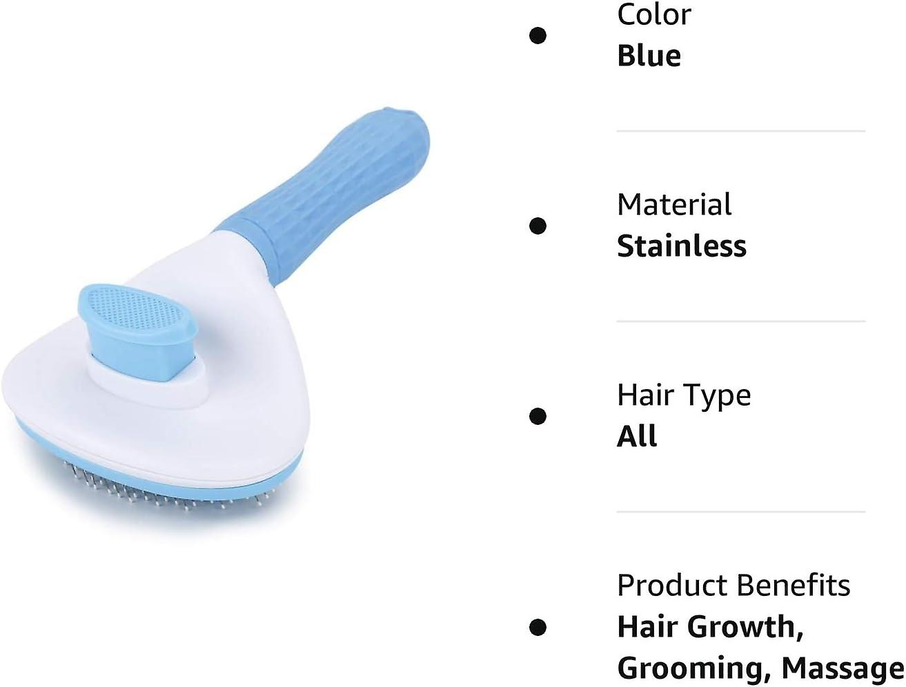 Self Cleaning Slicker Brush， Dog Cat Bunny Pet Grooming Shedding Brush - Easy To Remove Loose Undercoat， Pet Massaging Tool -blue