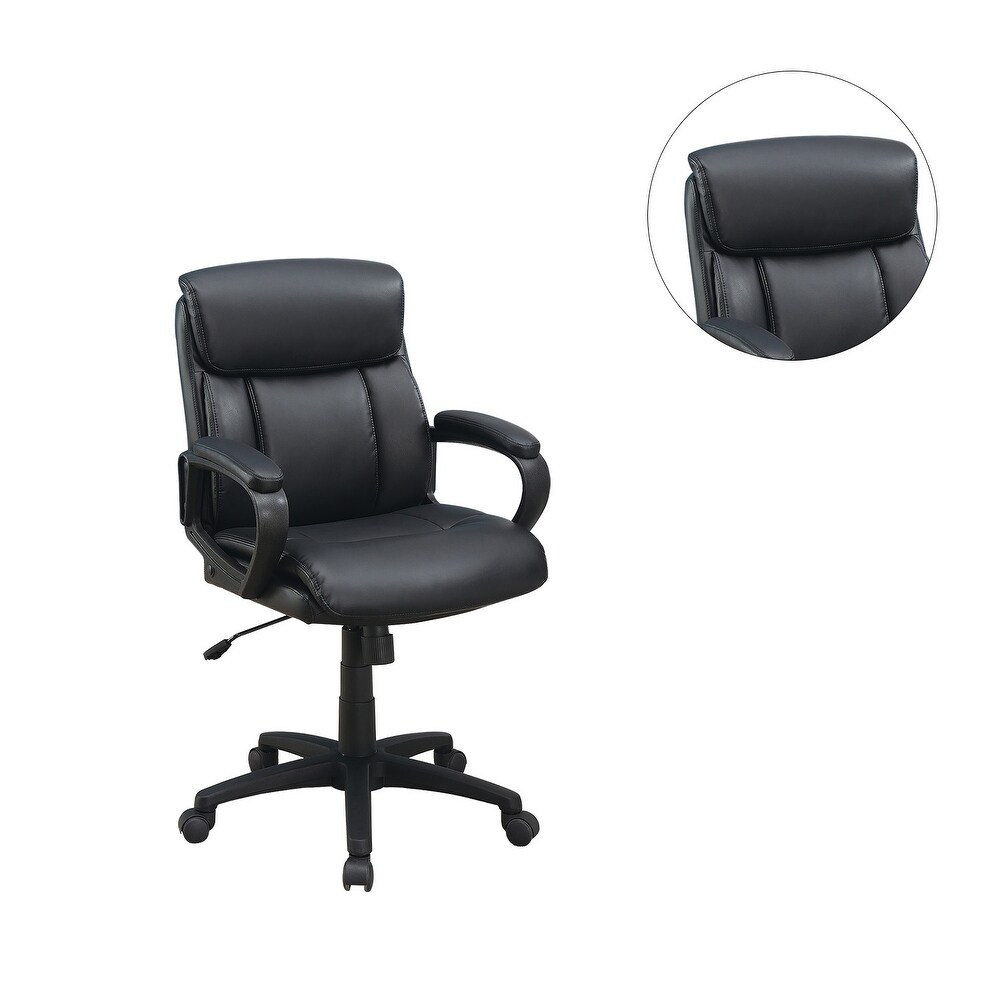 Faux Leather Upholstered Back Office Chair Ergonomic With Swivel And Height Adjustment  Bearing Weight 250lbs