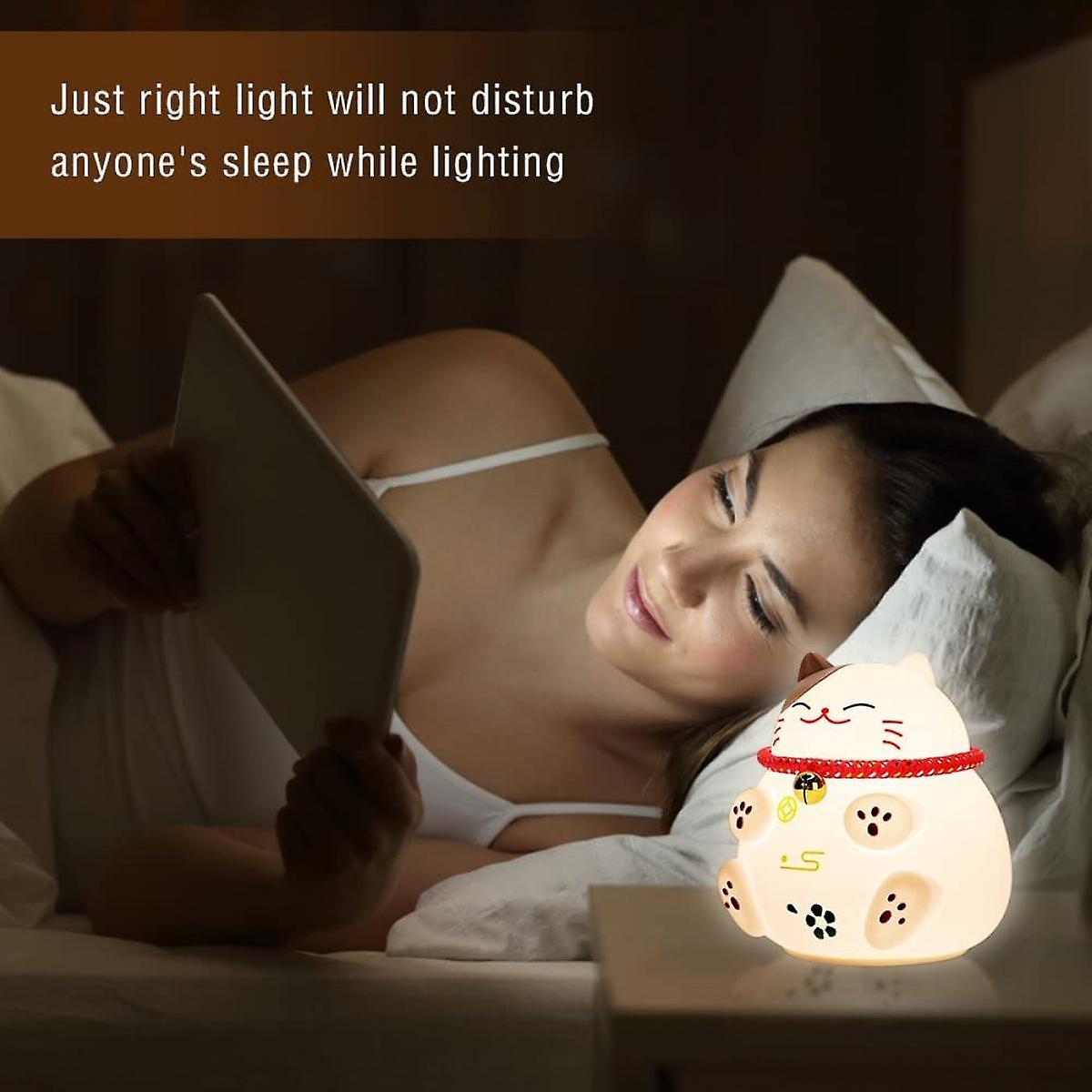 Cute Usb Bedside Lamp For Children Portable Lucky Cat Silicone Bedside Led Baby Night Light Rechargeable Breastfeeding Light Pat-control Lights