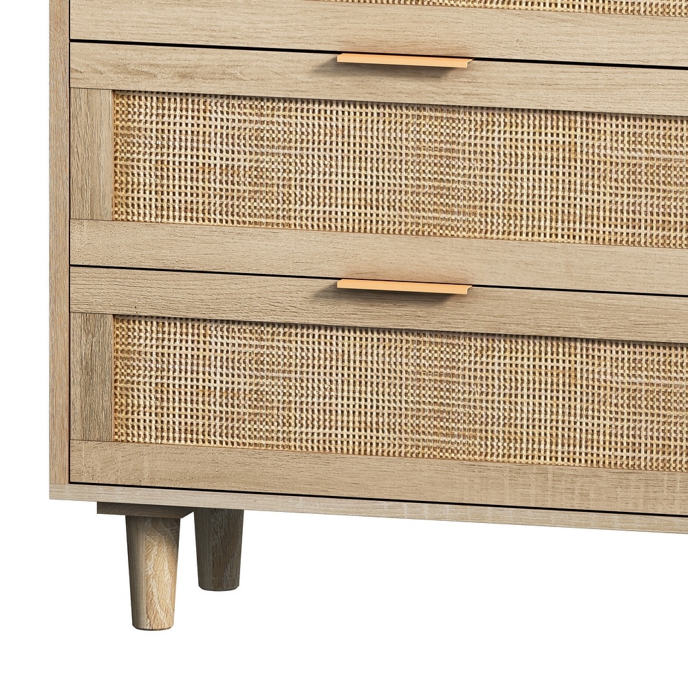 6 Drawers Rattan Storage Cabinet Rattan Drawer for Bedroom