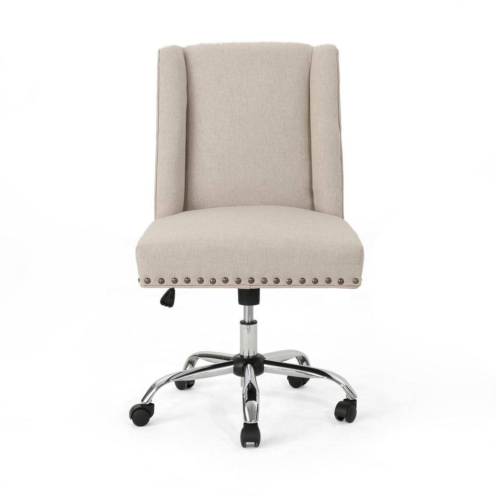 Noble House Chiara Wheat Fabric Home Office Desk Chair with Stud Accents 40956