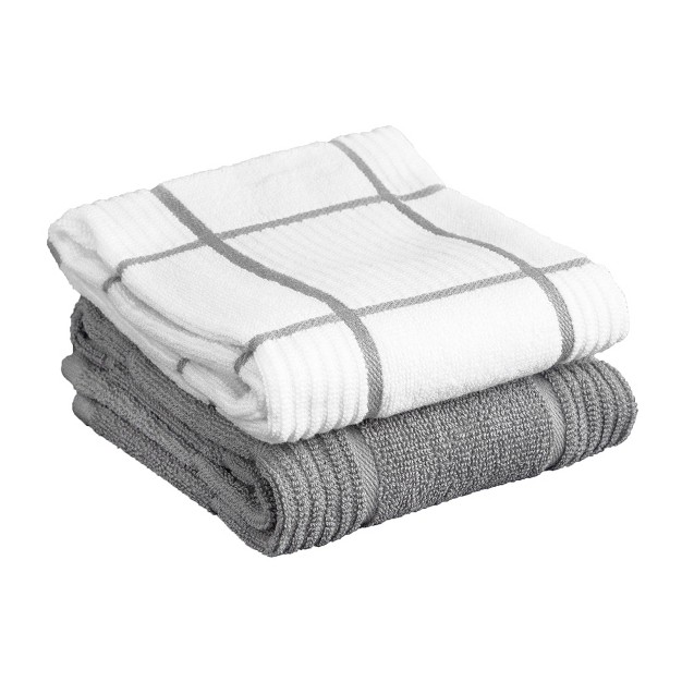 T fal Solid And Check Parquet Kitchen Towel Two Pack