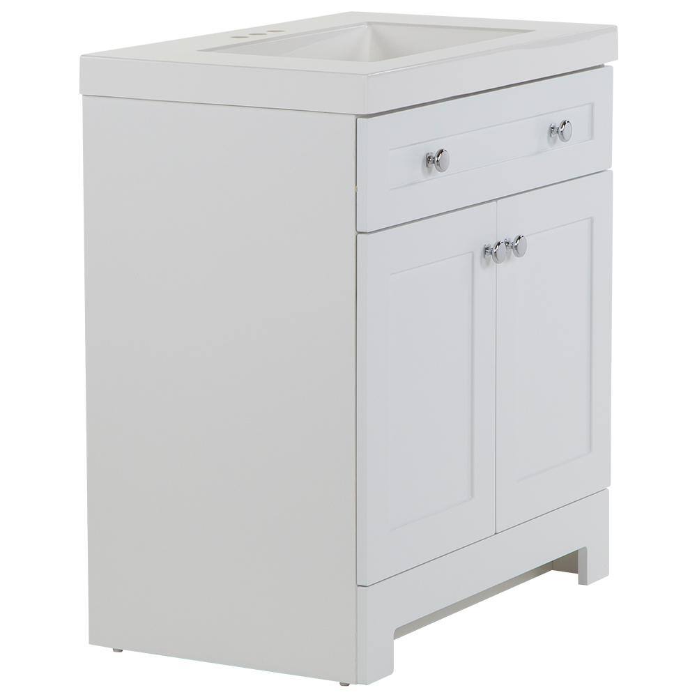 Glacier Bay Everdean 30.5 in. W x 18.8 in. D x 34.4 in. H Freestanding Bath Vanity in White with White Cultured Marble Top EV30P2-WH