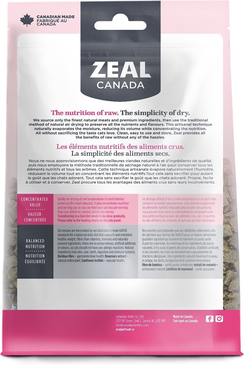 Zeal Canada Salmon and Turkey Recipe Grain-Free Gently Air-Dried Cat Food， 14-oz bag