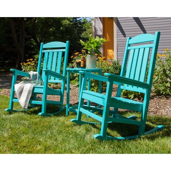 POLYWOOD Presidential 3piece Outdoor Rocking Chair Set with Table