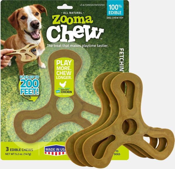 ZoomaChew Large Fetchin' Flyers Dog Treats， 3 count