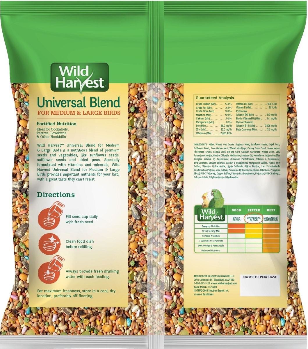 Wild Harvest Universal Blend Bird Food， 3-lb bag