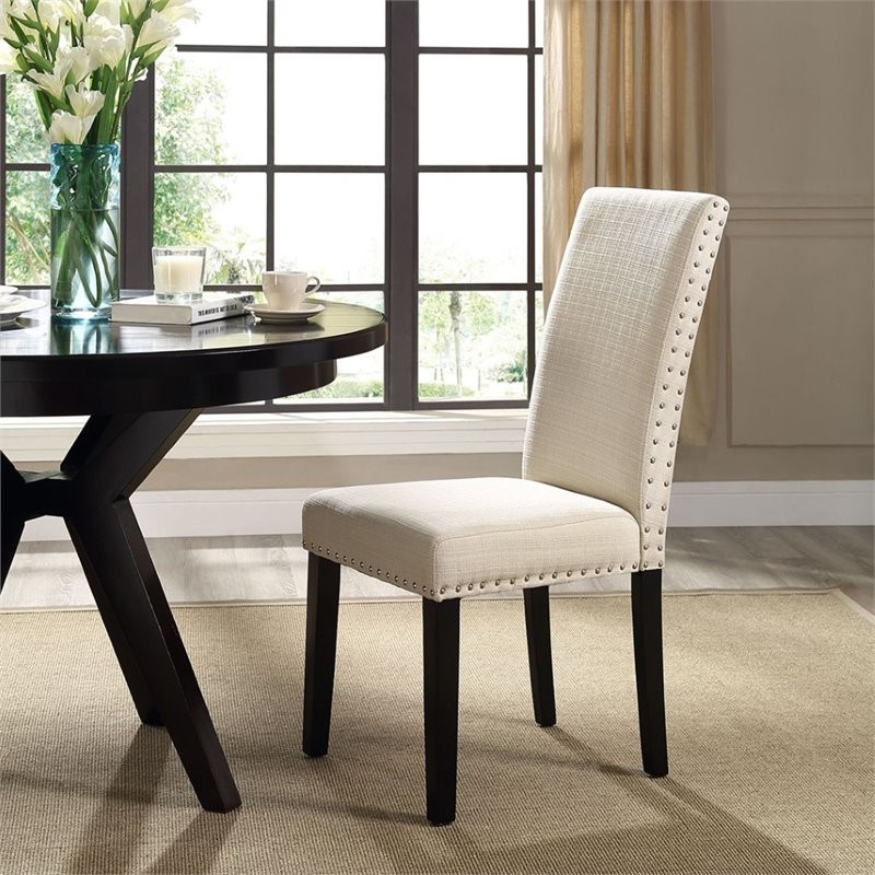 Hawthorne Collections 19.5 quotModern Fabric/Wood Dining Side Chair in Beige   Transitional   Dining Chairs   by Homesquare  Houzz