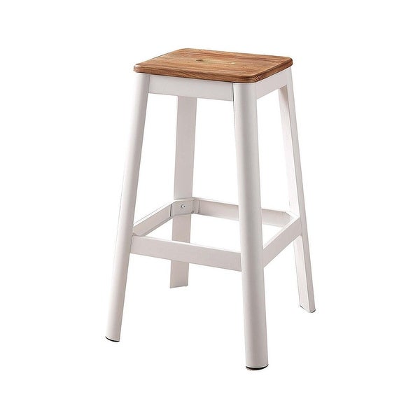 Wood Seat Backless Barstool