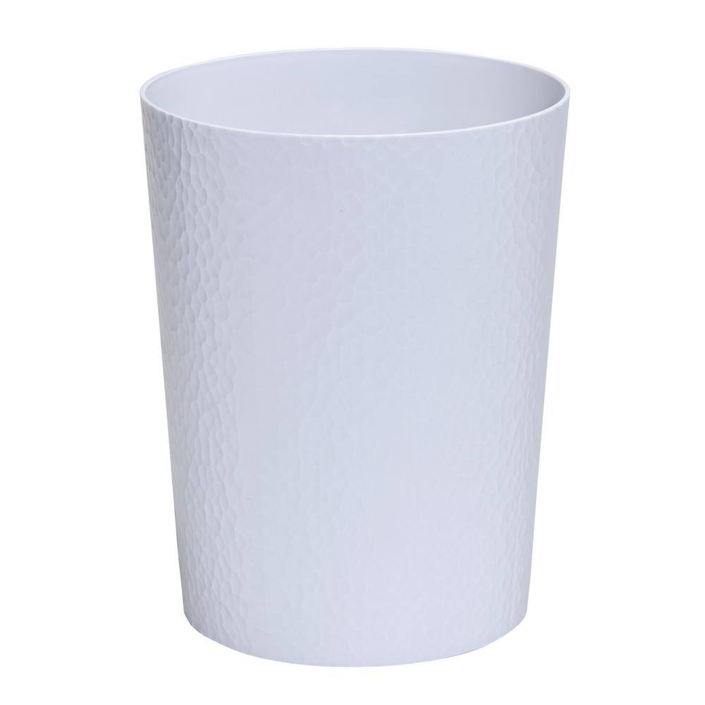 Bath Bliss Hammered Round Trash Bin White 22282-WHITE