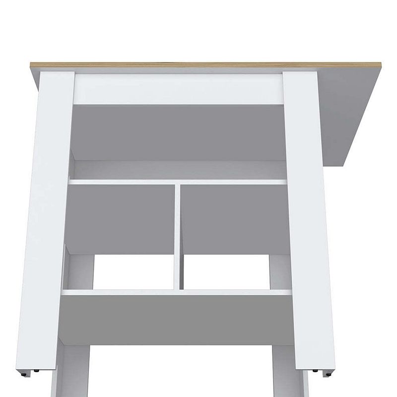 Lisbon Kitchen Island， 3-Tier Shelf and Large Workstation