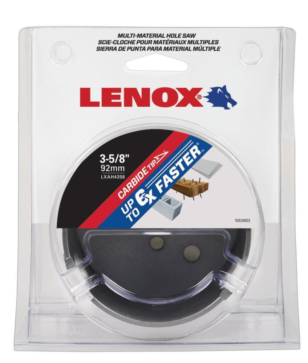 LENOX 3 5/8 (92MM) MM CARBIDE HOLE SAW ;