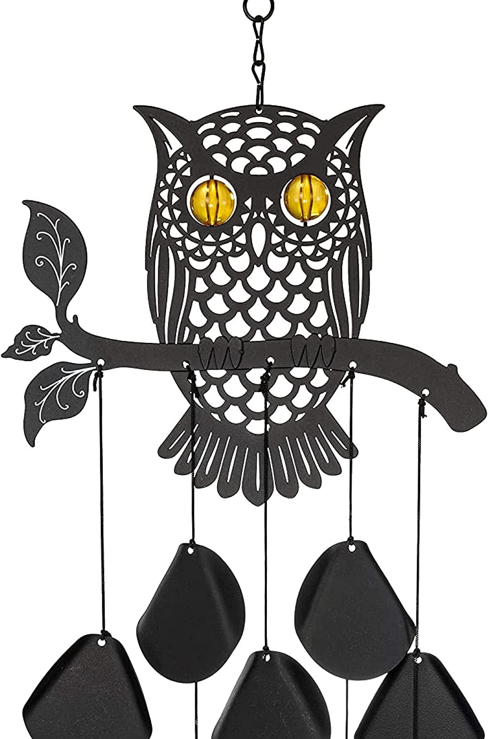 Dawhud Direct | Vp Home Tribal Owl Outdoor Garden Decor Wind Chime Black