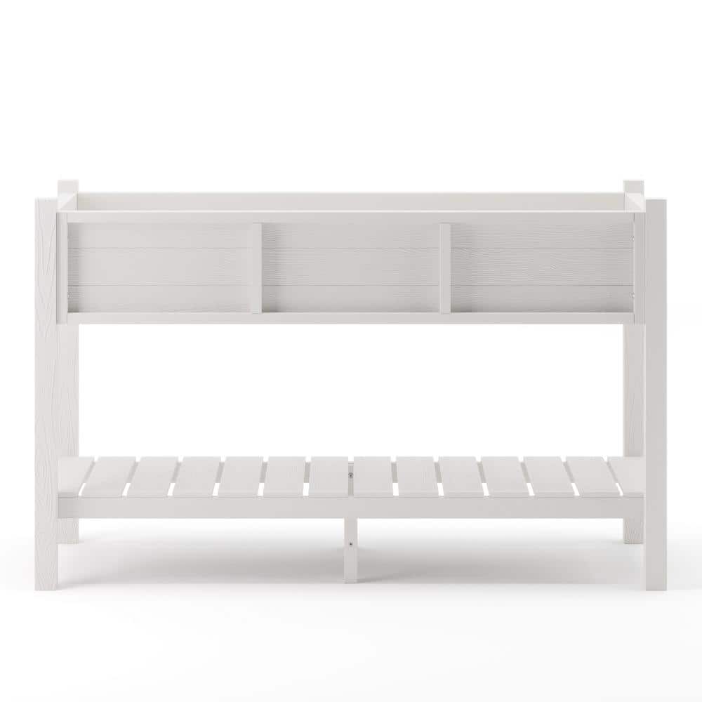 LUE BONA Raised Garden Bed， Elevated Wood Planter Box Stand for Backyard， Patio， Balcony-White DPTHD23002-1