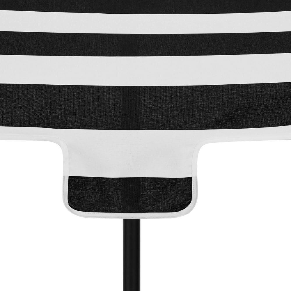 Hampton Bay 9 ft Aluminum Market Crank and Auto Tilt Patio Umbrella in Cabana Black and White Stripe with Trim