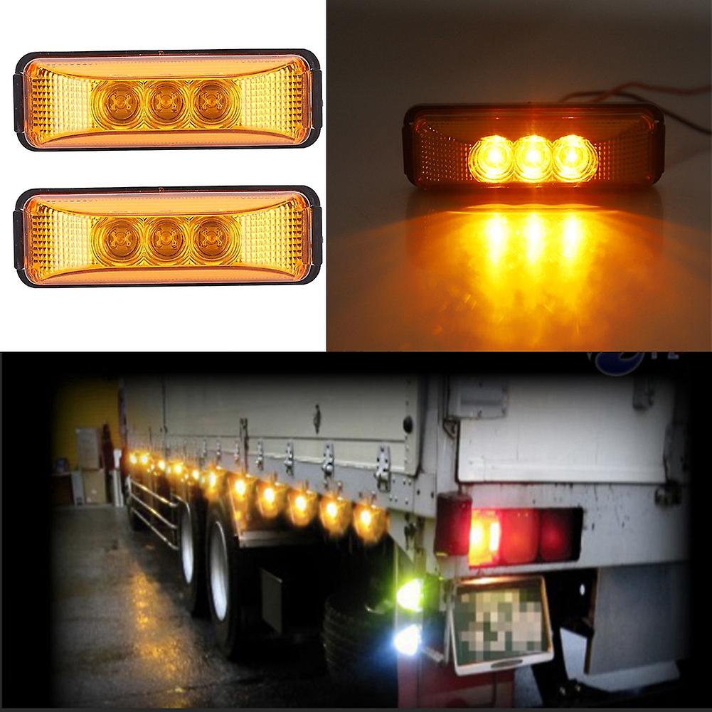 2 Pcs Abs With Pc Shell 12v High Light Led Light 3 F3 Bead Truck Side Signal Lamp 1.2w(yellow)