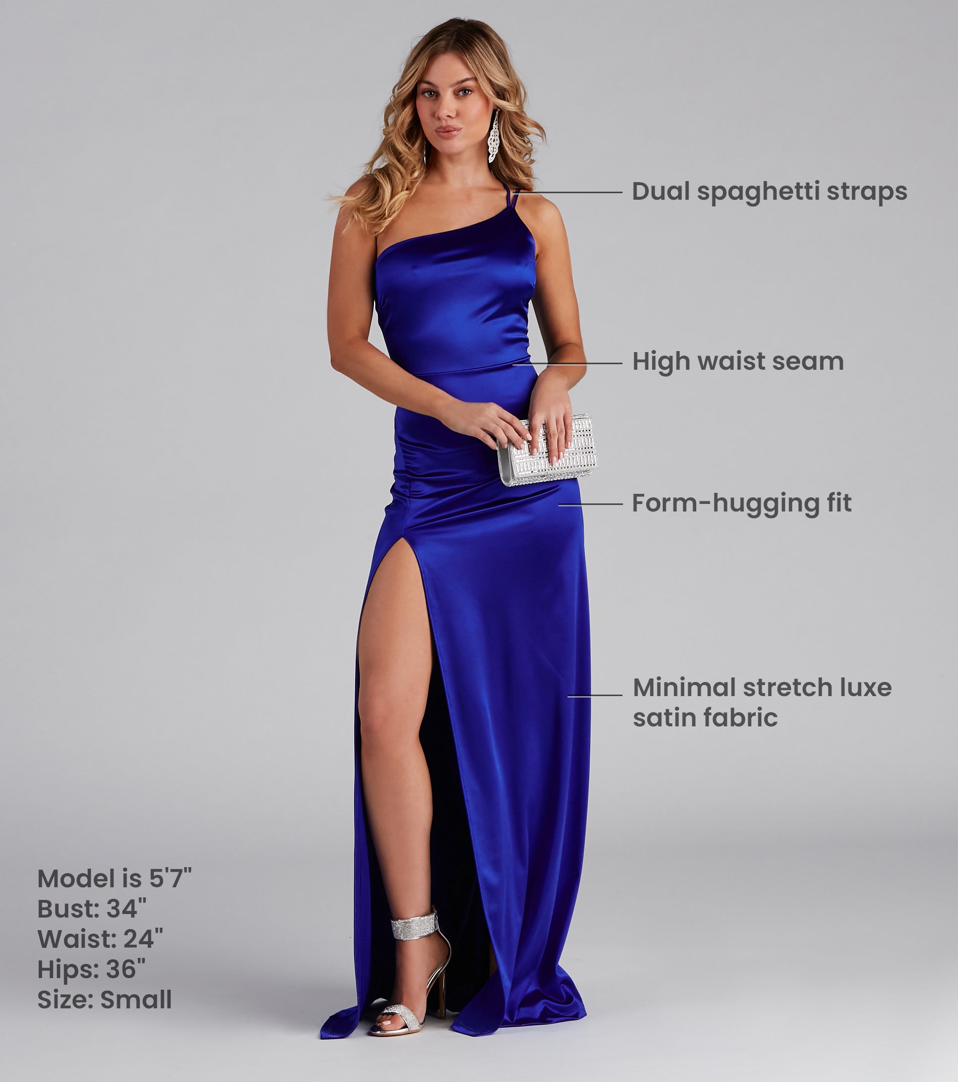 Rhiannon One-Shoulder Satin Long Dress