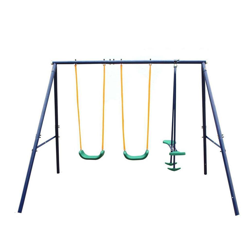 Metal Outdoor Swing Set with Glider for Kids Toddlers Children LN20232274