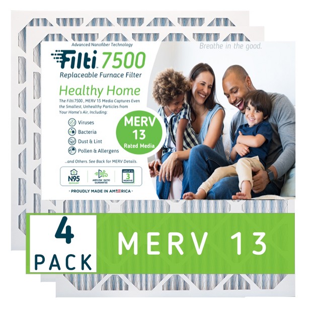 Filti 7500 20 X 1 X 25 Inch Pleated Home Hvac Furnace Merv 13 Replacement Air Filter With Reduced Carbon Footprint And Nanofiber Technology 8 Pack