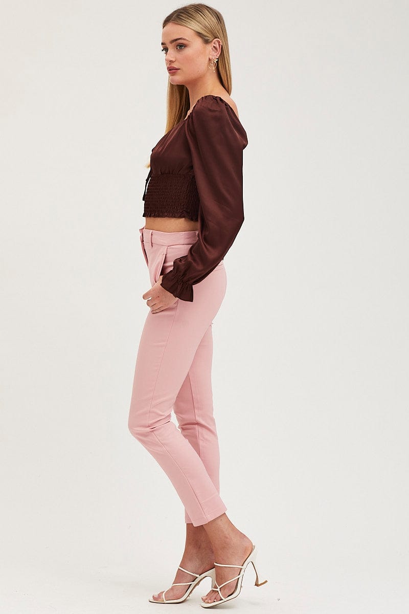 Pink Slim Pants High Rise Workwear