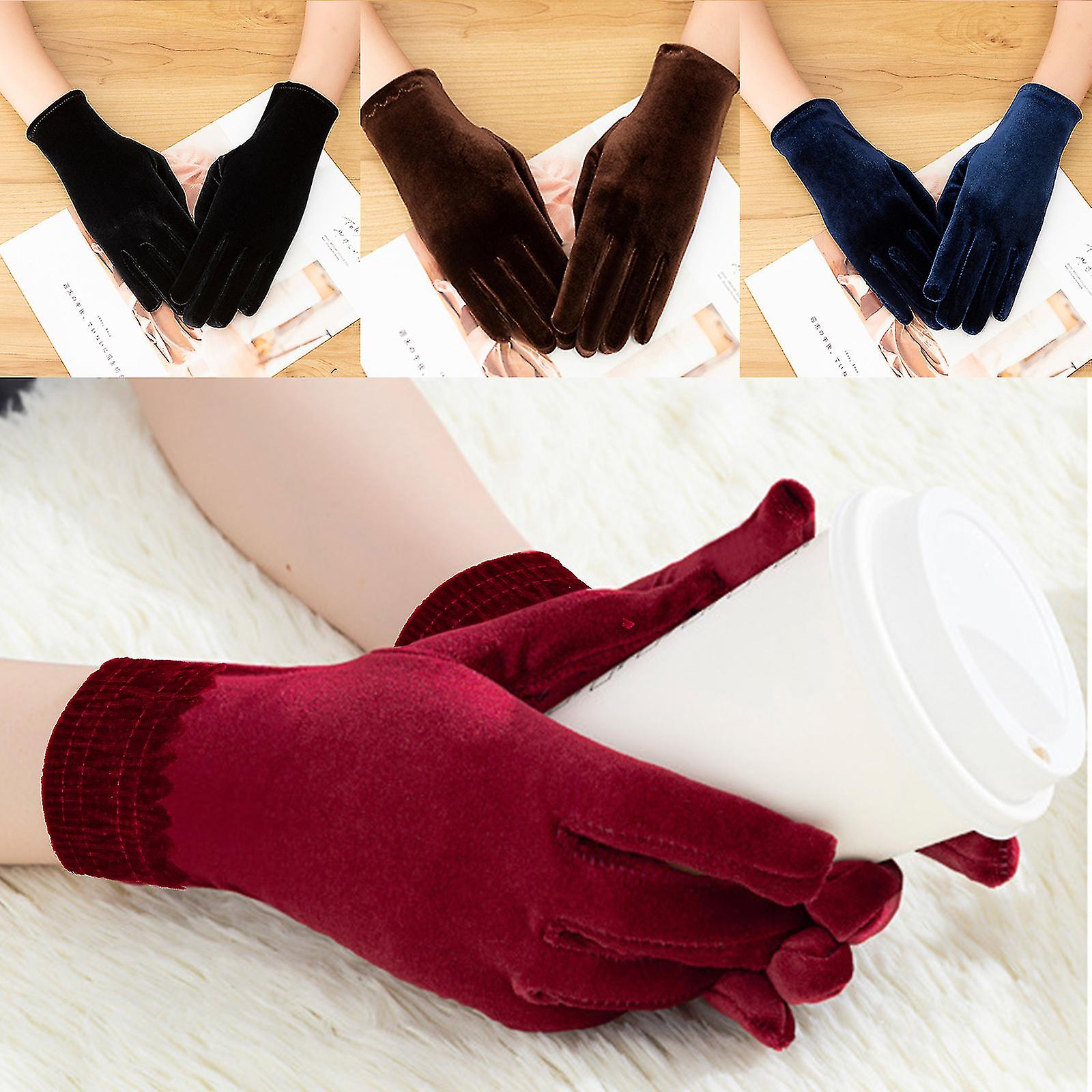 Winter Gloves For Women Gold Velvet Short Banquet Gloves Elastic Driving Gloves