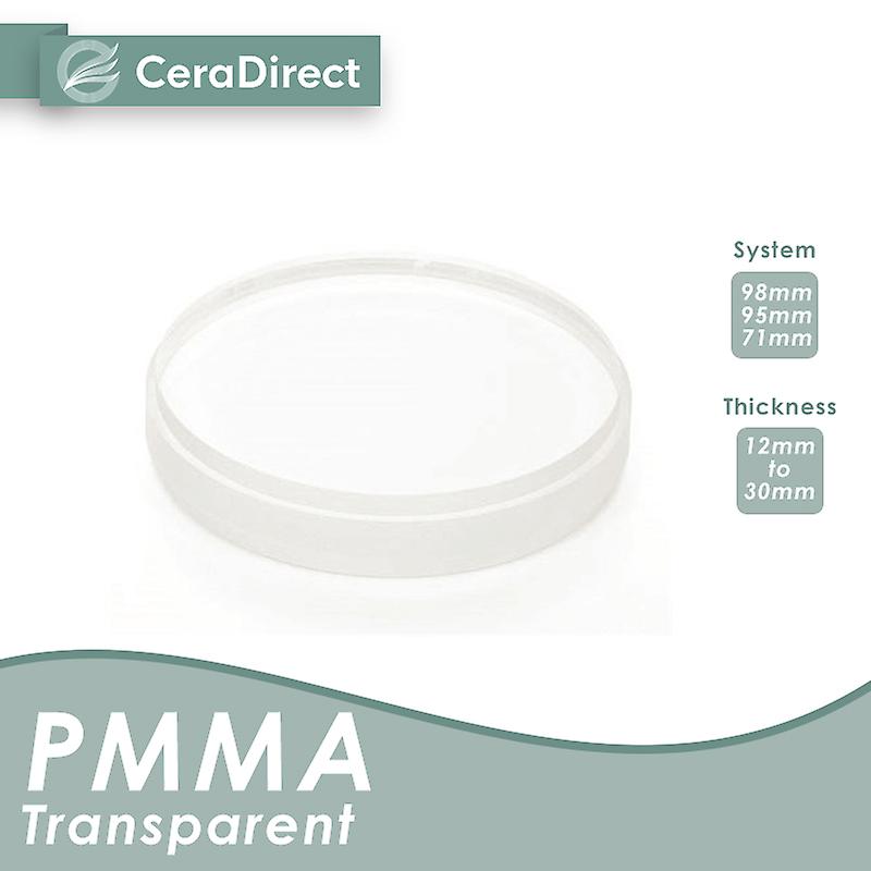 Born Pretty Ceradirect Transparent Pmma Block Amann(71mm)-13mm/16mm/20mm (5pieces)for Dental Lab Cad/cam