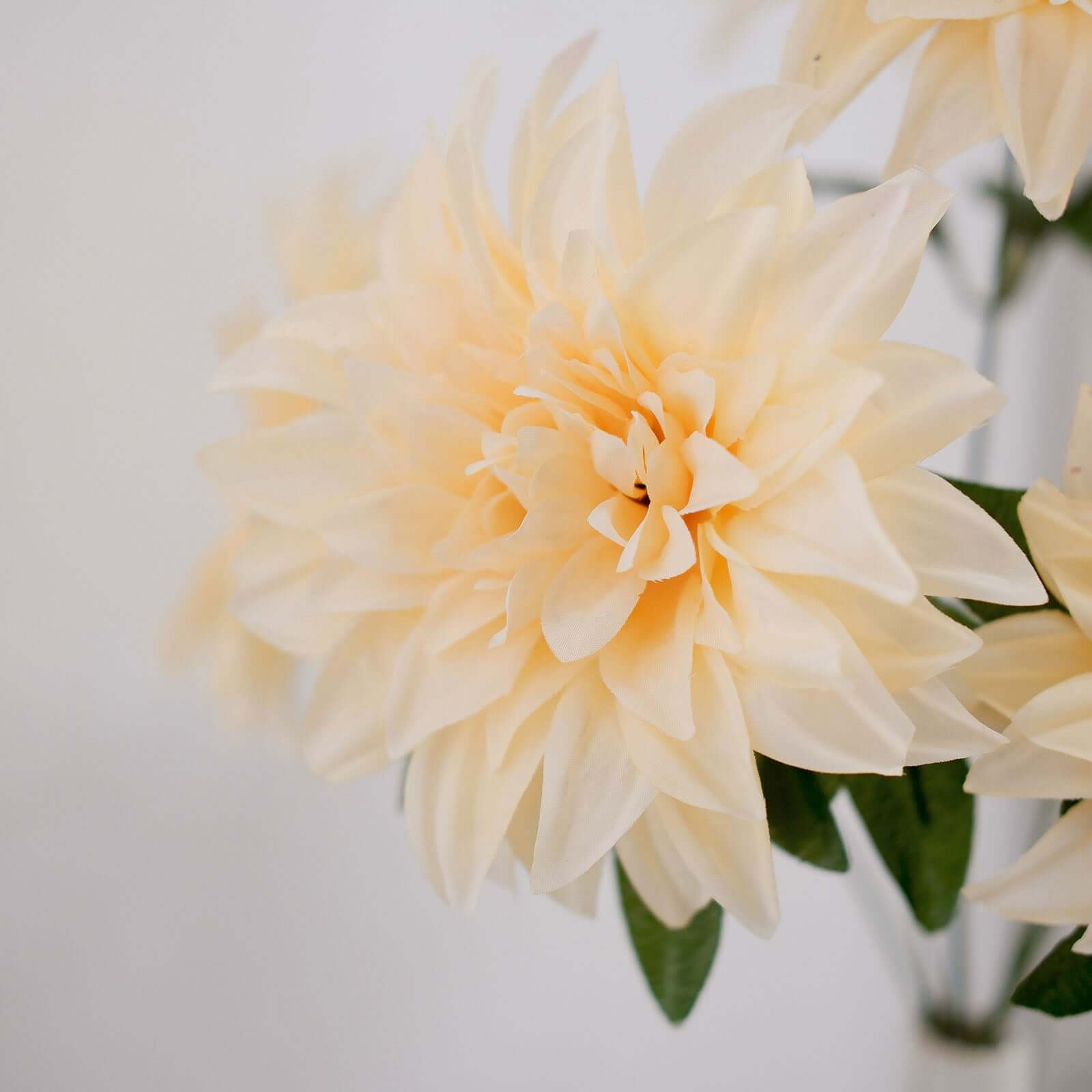 2 Bushes Cream Large Head Artificial Dahlia Bouquet, Silk Bridal Flower Decorations 20