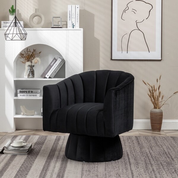 SEYNAR Modern Glam Velvet Upholstered Swivel Accent Arm Barrel Chair for Living Room