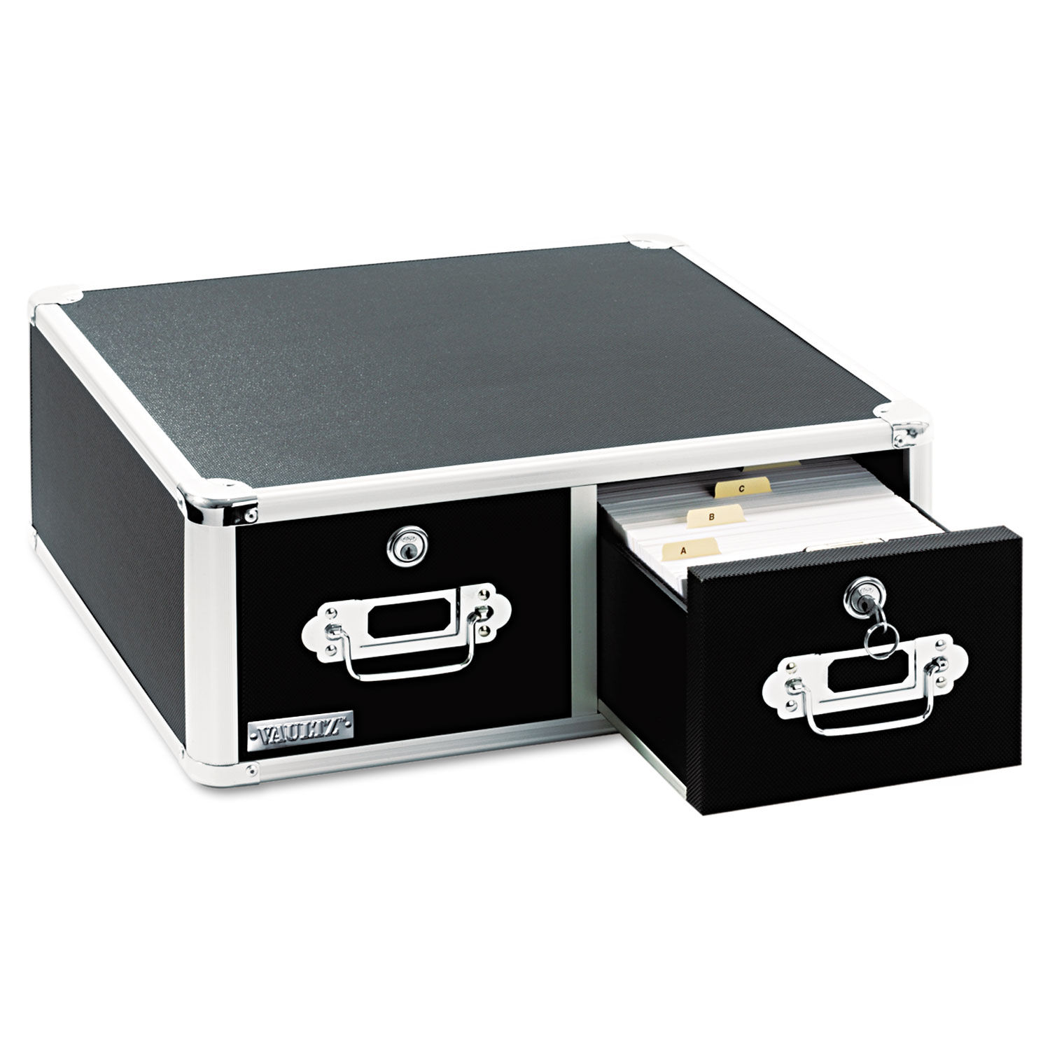 Vaultz Locking Two-Drawer Index Card Box by Vaultzandreg; IDEVZ01395