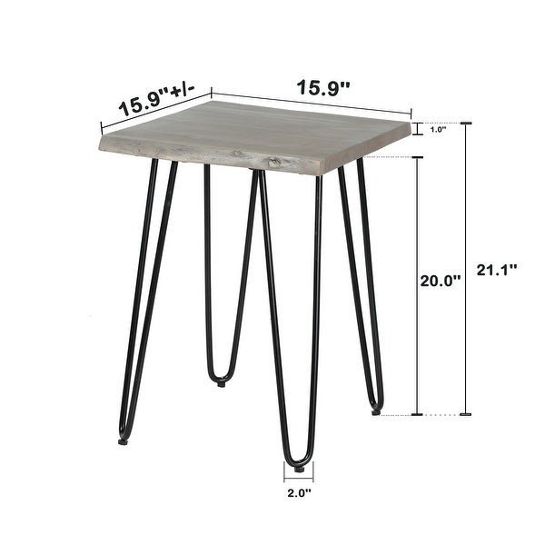 Karina Wooden Side Table with 4 Metal Legs - 16