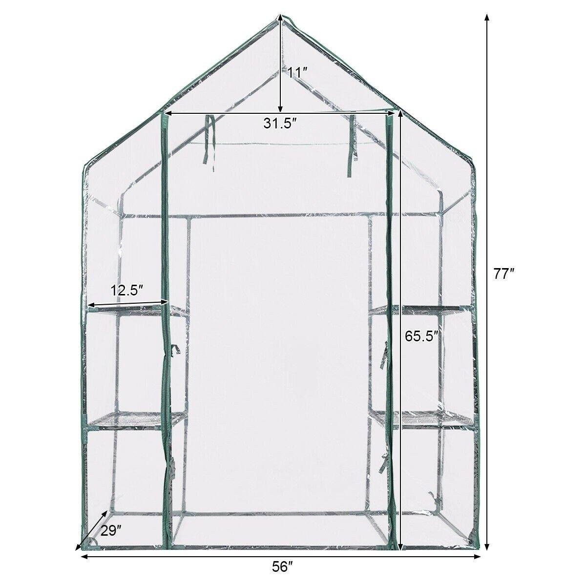 Outdoor Portable 4 Shelves Walk-in Greenhouse