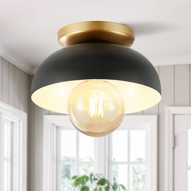 1 light Paulina Classic Industrial Iron Led Flush Mount Painting Jonathan Y