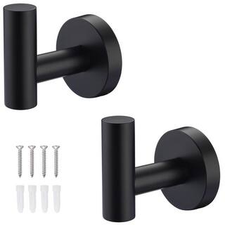 UPIKER Round Knob Bathroom RobeTowel Hook in Matte Black(2-Pack) UP2304BHMB2003