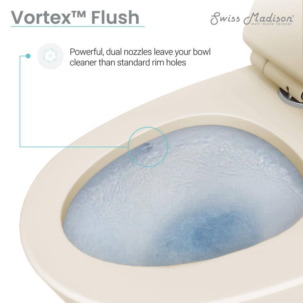 Swiss Madison Ivy 1-piece 1.11.6 GPF Elongated Toilet Dual Vortex Flush in Bisque Seat Included SM-1T112BQ