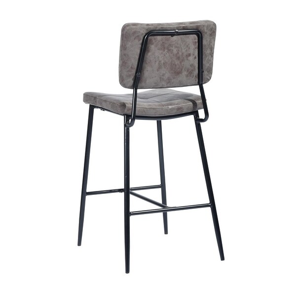 Faux Leather Counter Bar Stools with Metal Legs，Set of 2