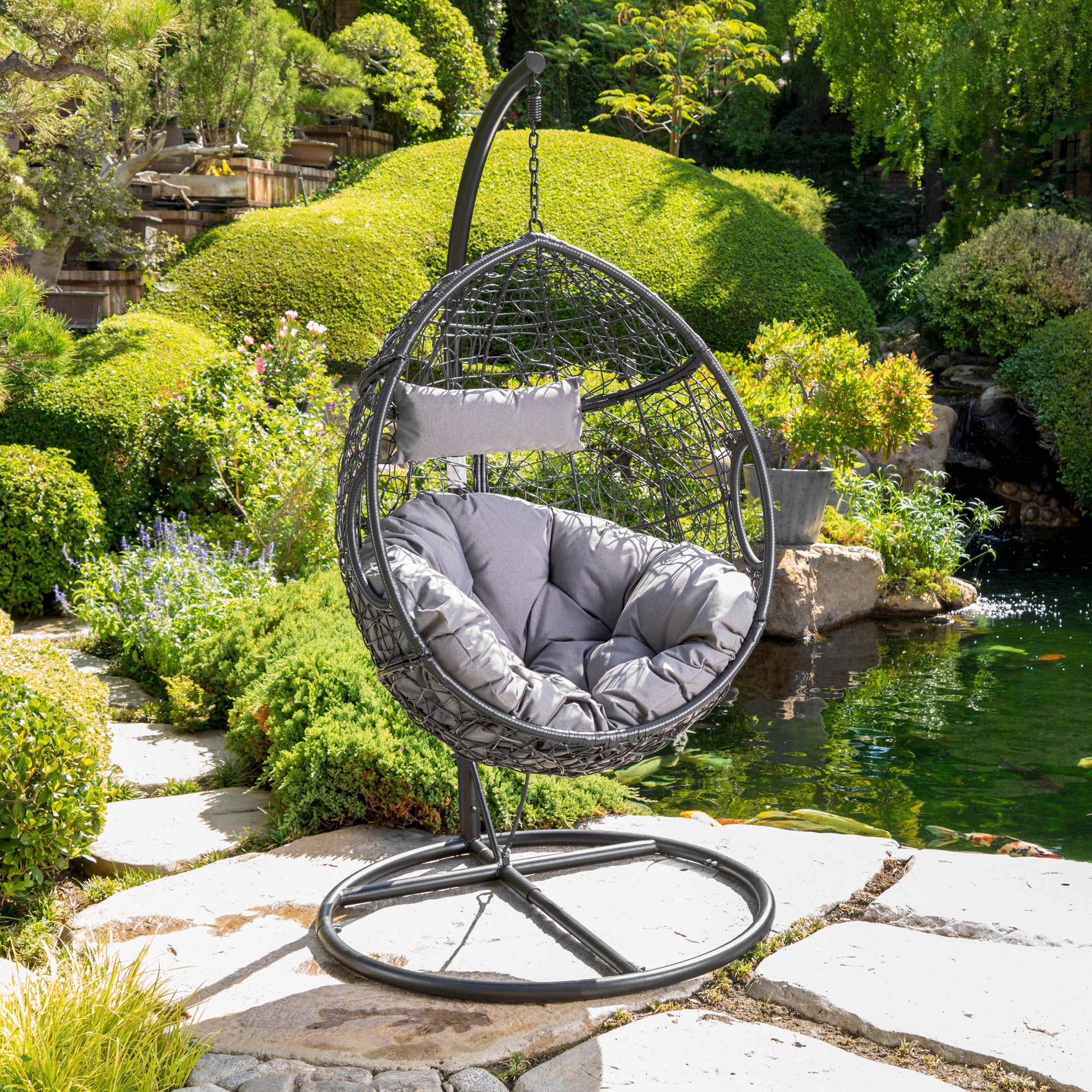 Kyle Outdoor Wicker Hanging Teardrop / Egg Chair