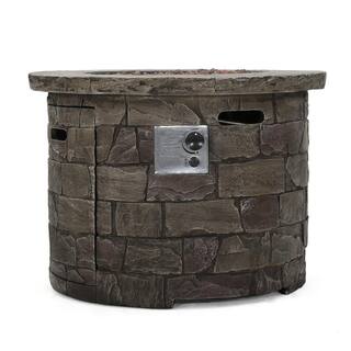 Noble House Stillwater 34.5 in. x 24 in. Dark Brown Circular Gas Outdoor Firepit 11852