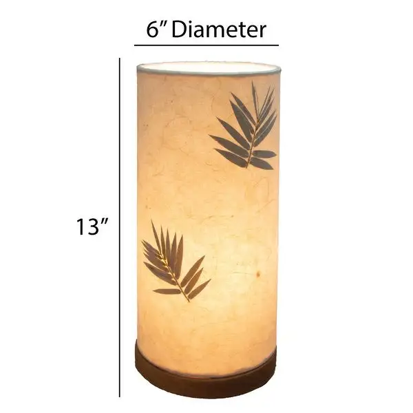 Handmade Paper Cylinder Bamboo Table Lamp - 6 x 6 x 13