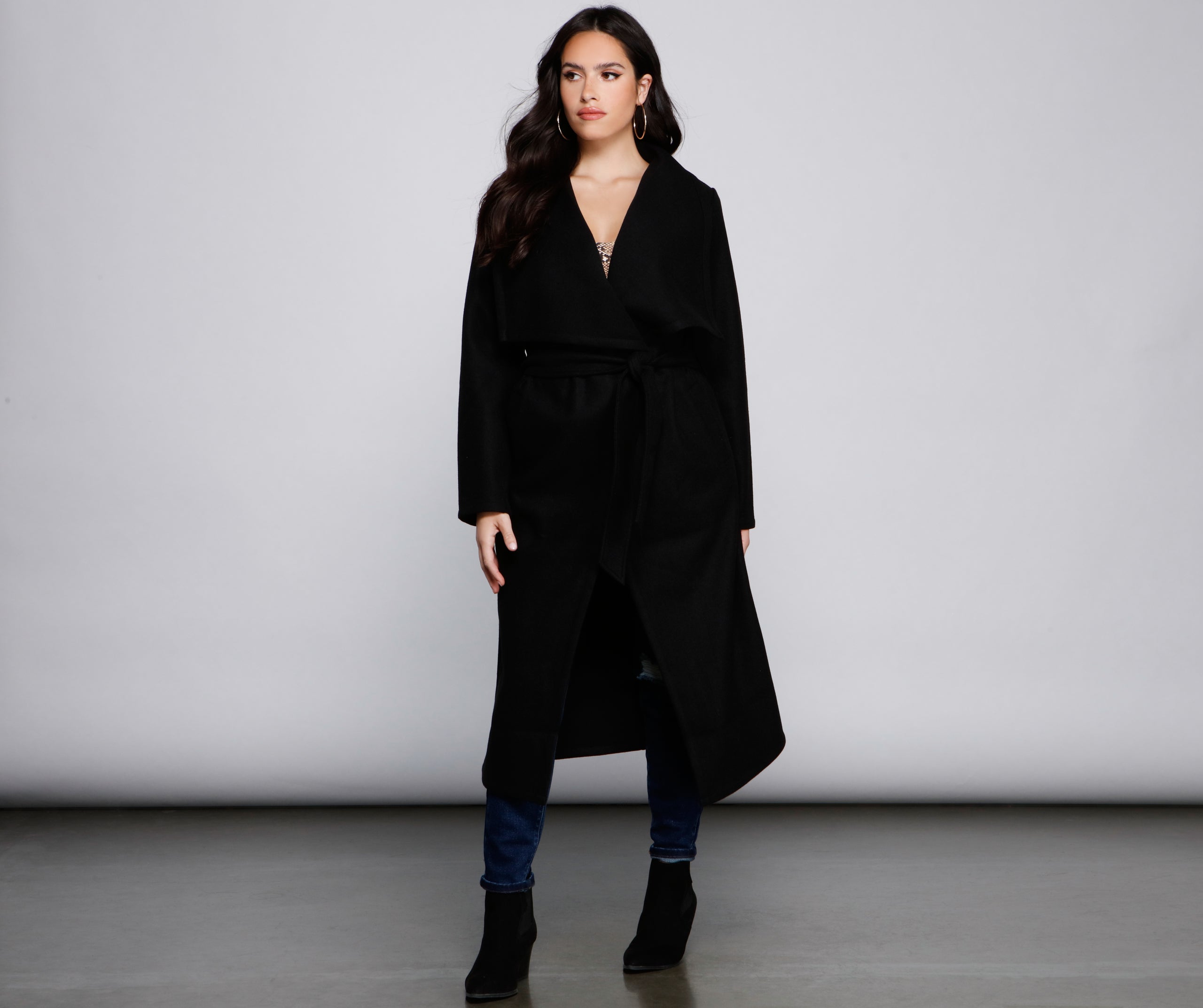 Timeless Sophistication Belted Faux Wool Coat