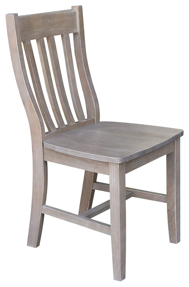 Set of 2 Dining Chair  Hardwood Legs With H Shaped Support  Washed Gray Taupe   Farmhouse   Dining Chairs   by Declusia  Houzz