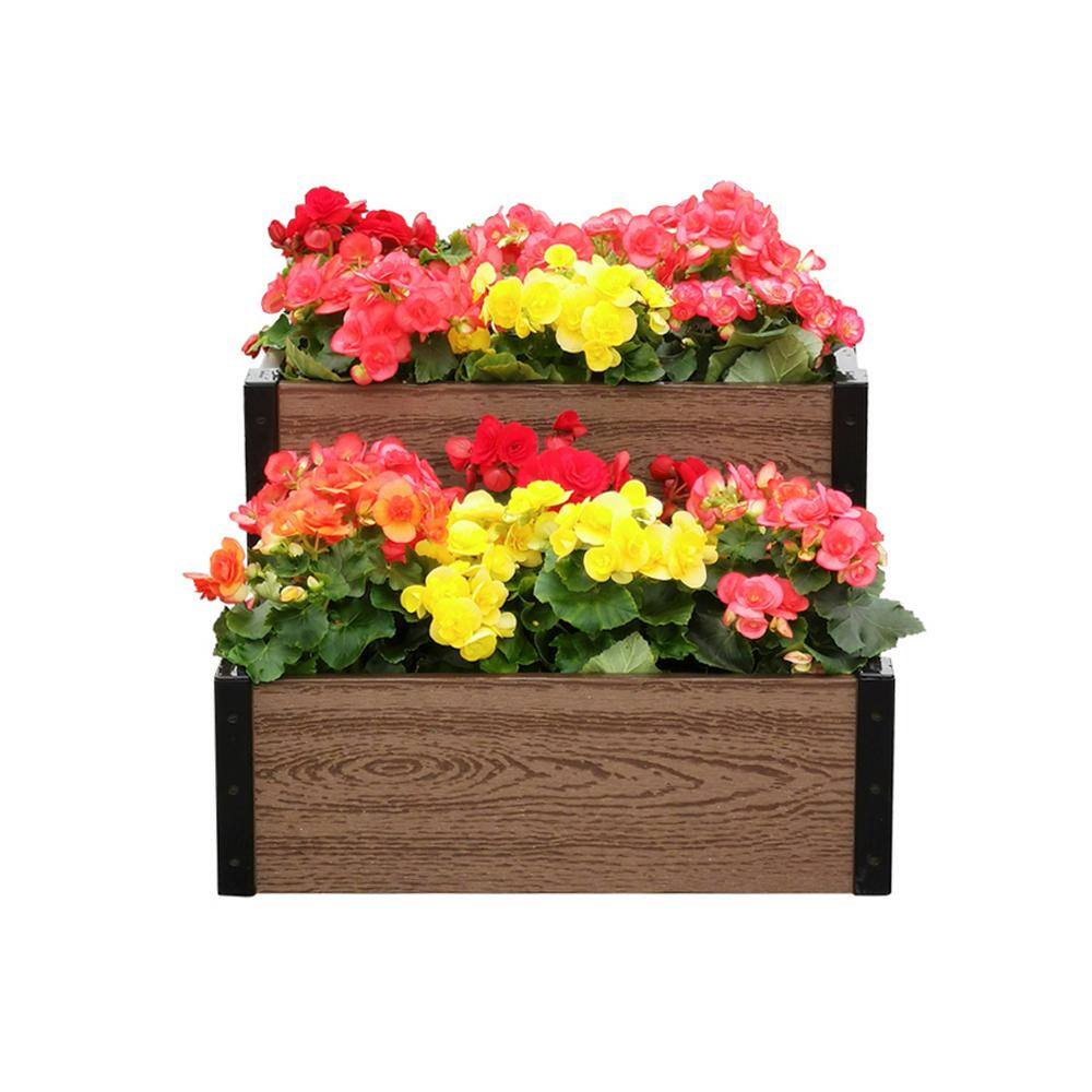 EverBloom 21 in. L x 24 in./12 in. W x 7 in./14 in. H Composite Mini Cascade Garden Bed R0714C2124